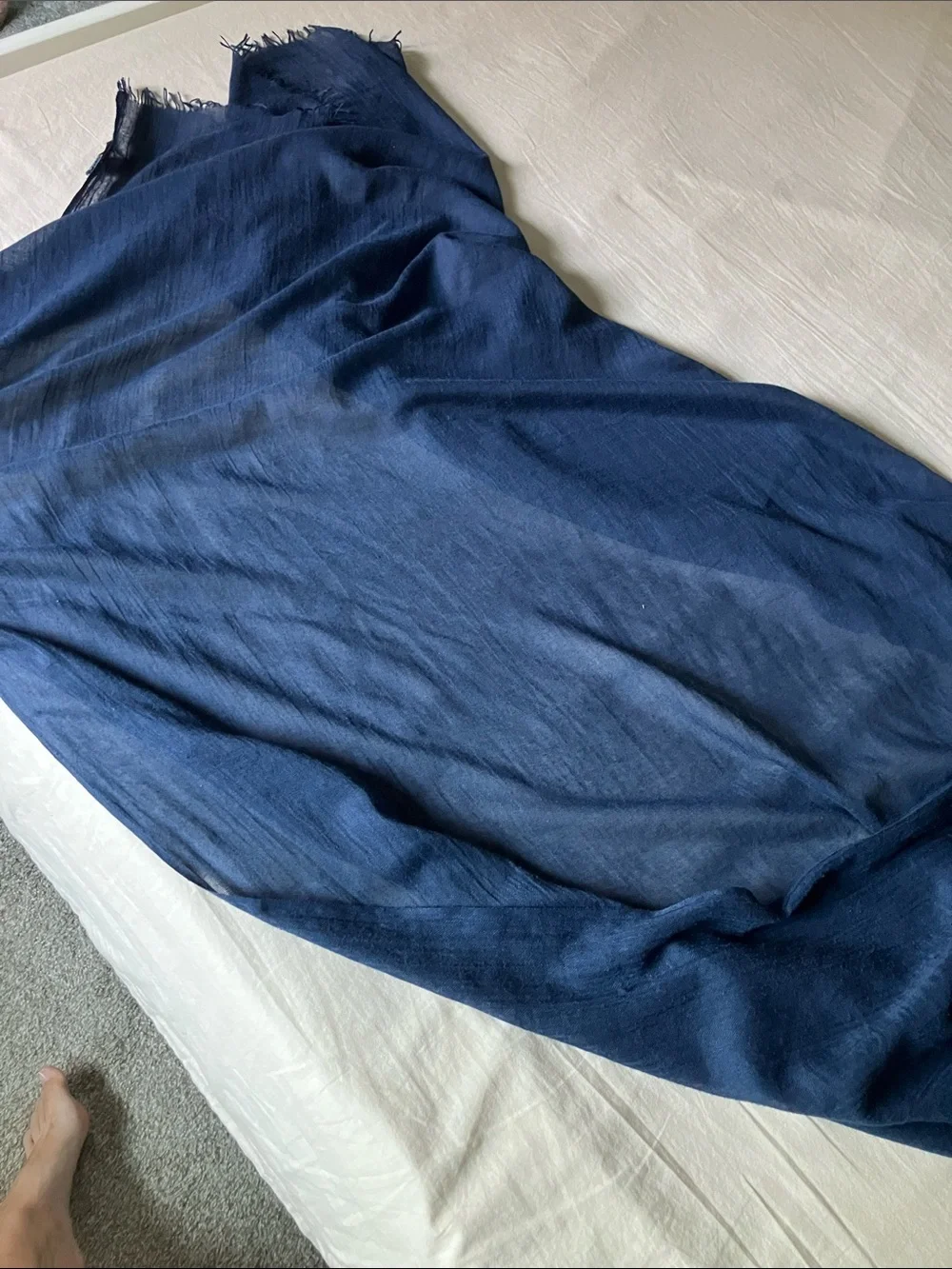 Navy Blue Viscose Hemp Scarf Shawl Wrap 70% Viscose 30% Hemp